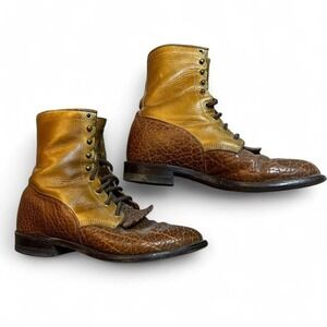 Vintage Justin leather fringe western cowgirl rodeo boots size 7D